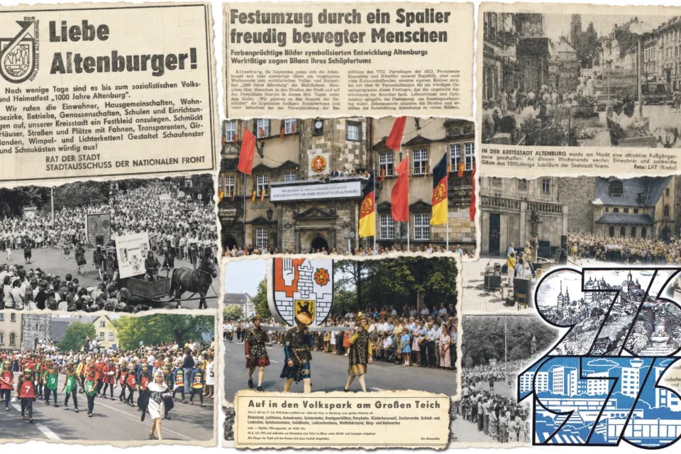 © Zeitungs-Repros: Stadt Altenburg/Stadtarchiv_Zeitungssammlung LVZ 1976; Fotos von Andreas Günther, Detlef Zschiegner und Familie Enge; Collage KURIER-Verlag, KI-assistiert.