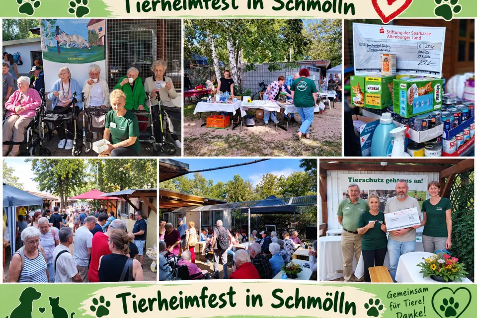 Impressionen vom Schmöllner Tierheimfest./ ©Collage: KURIER-Verlag, Tierheim Schmölln, KI-assistiert 